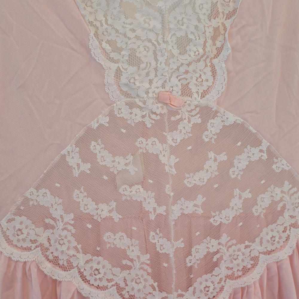 Vintage Soft Pink Lace Trim Maxi Slip Dress - Picture 4 of 10